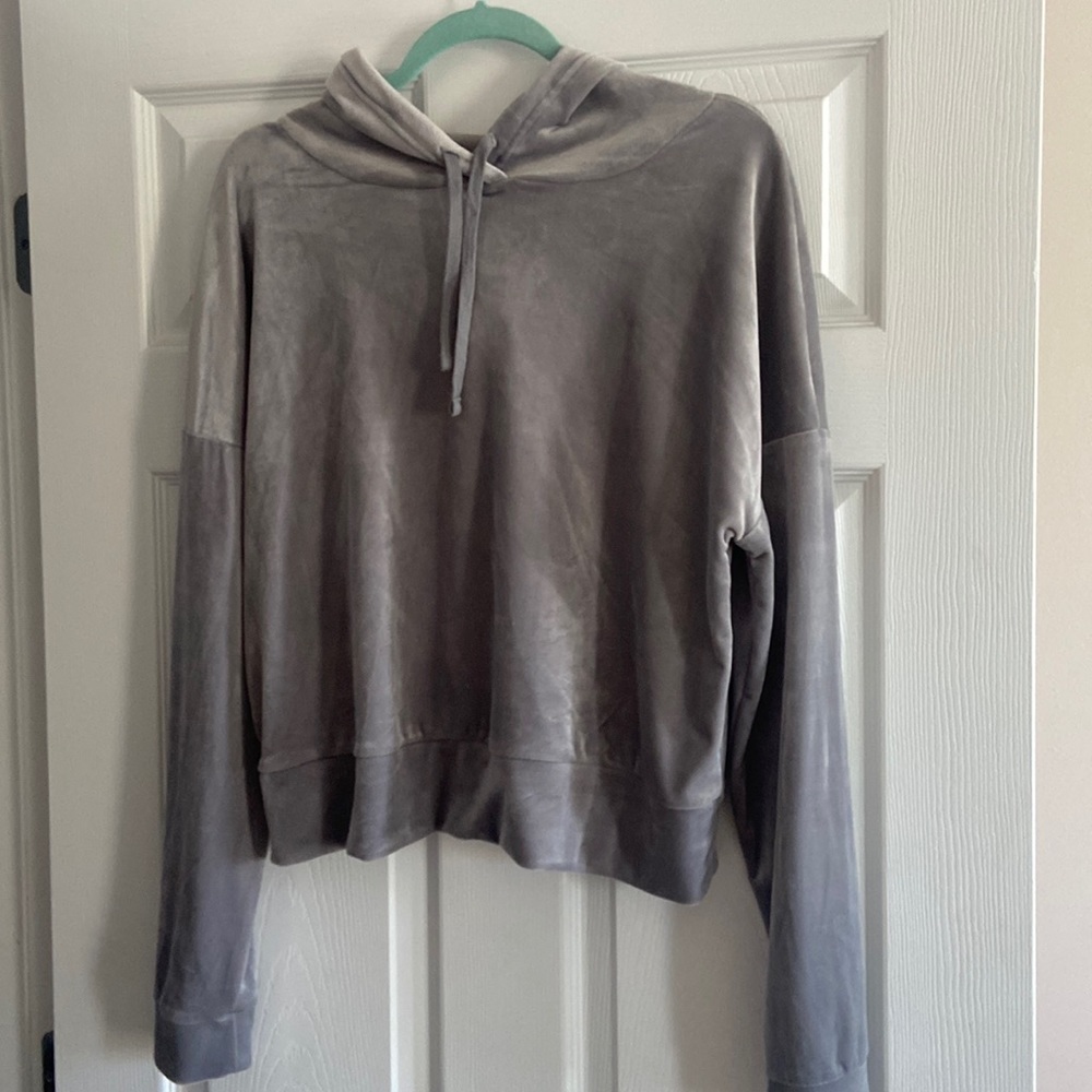 Grey Velour hoodie